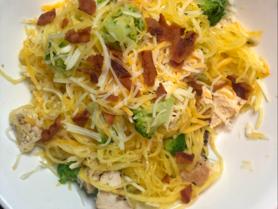 Broccoli Cheddar Bacon Spaghetti Squash Mac and&nbsp;Cheese